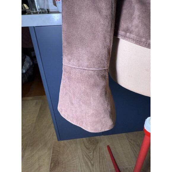 INC SZ M Womens Genuine Suede Crop Jacket Ruffle Bell Flared Sleeve Boho Western - Picture 4 of 12